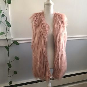 Pink fur vest (faux)